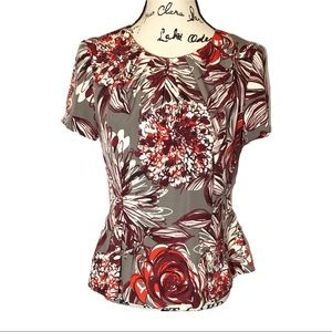 Trina Turk Silk Peplum Blouse Floral